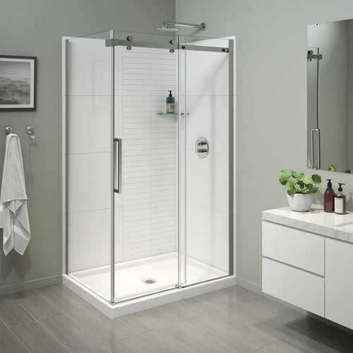 Halo Pro 48 x 32 x 78 3/4 in. 8mm Sliding Shower Door for Corner Installation with Clear glass in Chrome