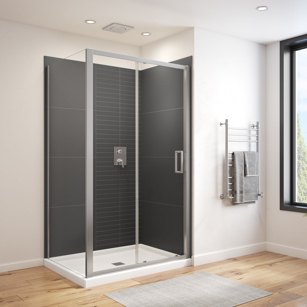 Connect Pro 43 ½-45 x 76 in. 6mm Sliding Shower Door for Alcove Installation with Clear glass in Chrome