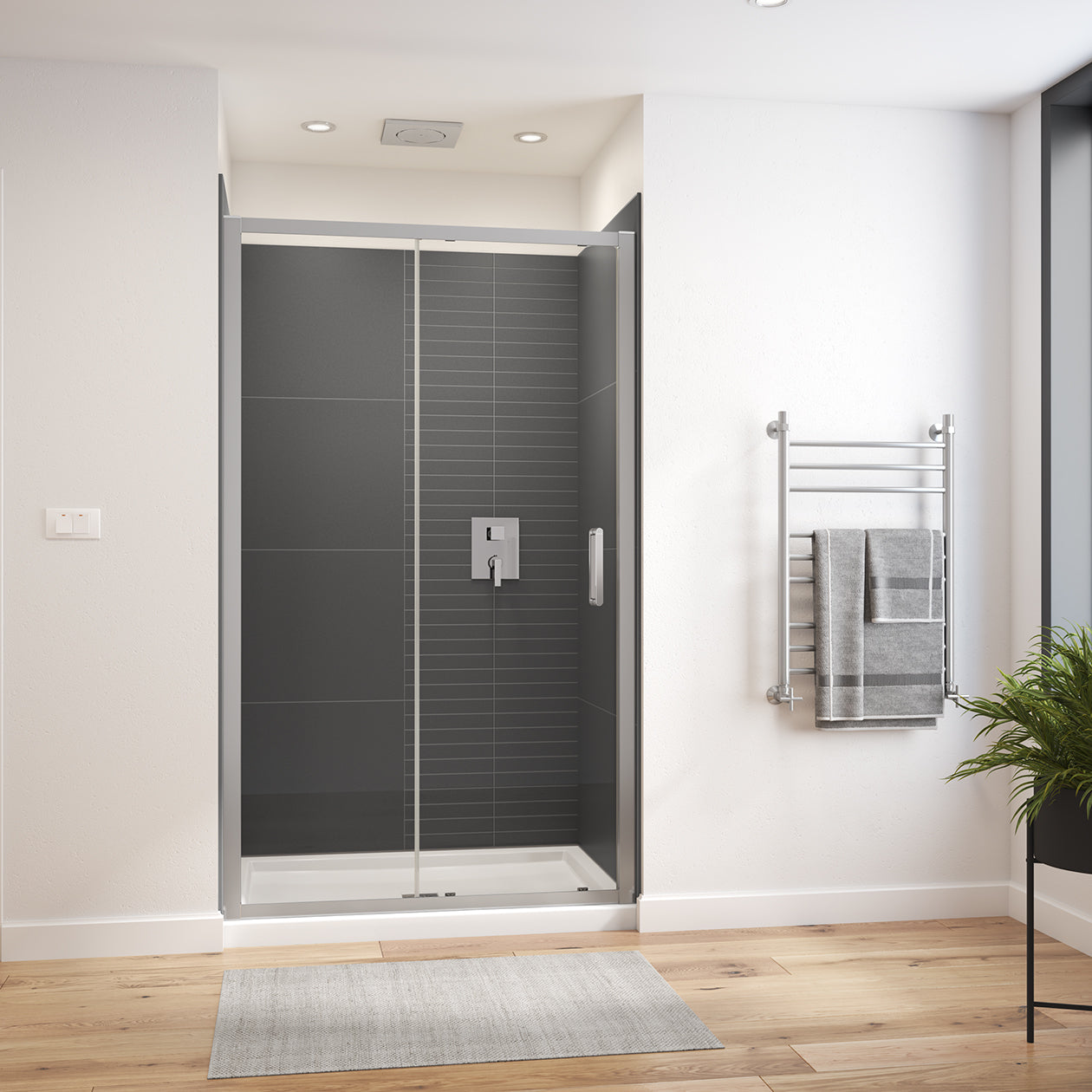 Connect Pro 43 ½-45 x 76 in. 6mm Sliding Shower Door for Alcove Installation with Clear glass in Chrome