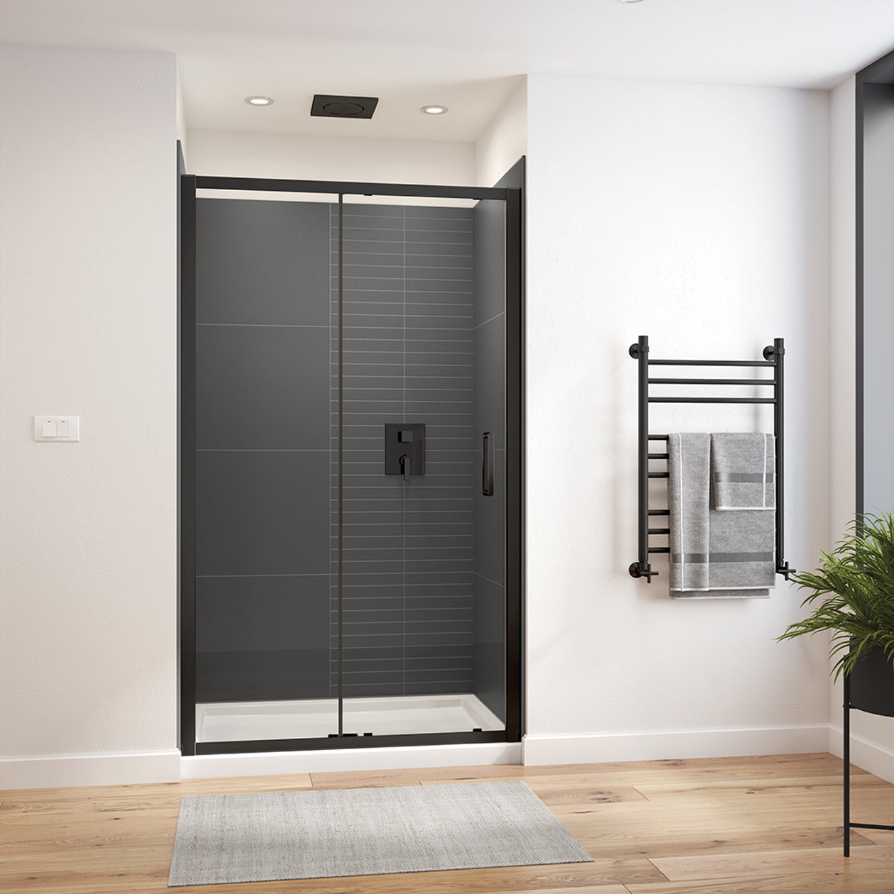Connect Pro 43 ½-45 x 76 in. 6mm Sliding Shower Door for Alcove Installation with Clear glass in Chrome