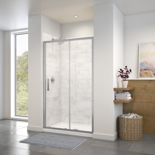 Connect 43 ½-45 x 72 in. 6mm Sliding Shower Door for Alcove Installation with Clear glass in Chrome