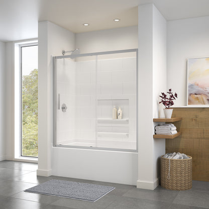 Connect 55 ½-57 x 57 in. 6mm Sliding Tub Door for Alcove Installation with Clear glass in Chrome