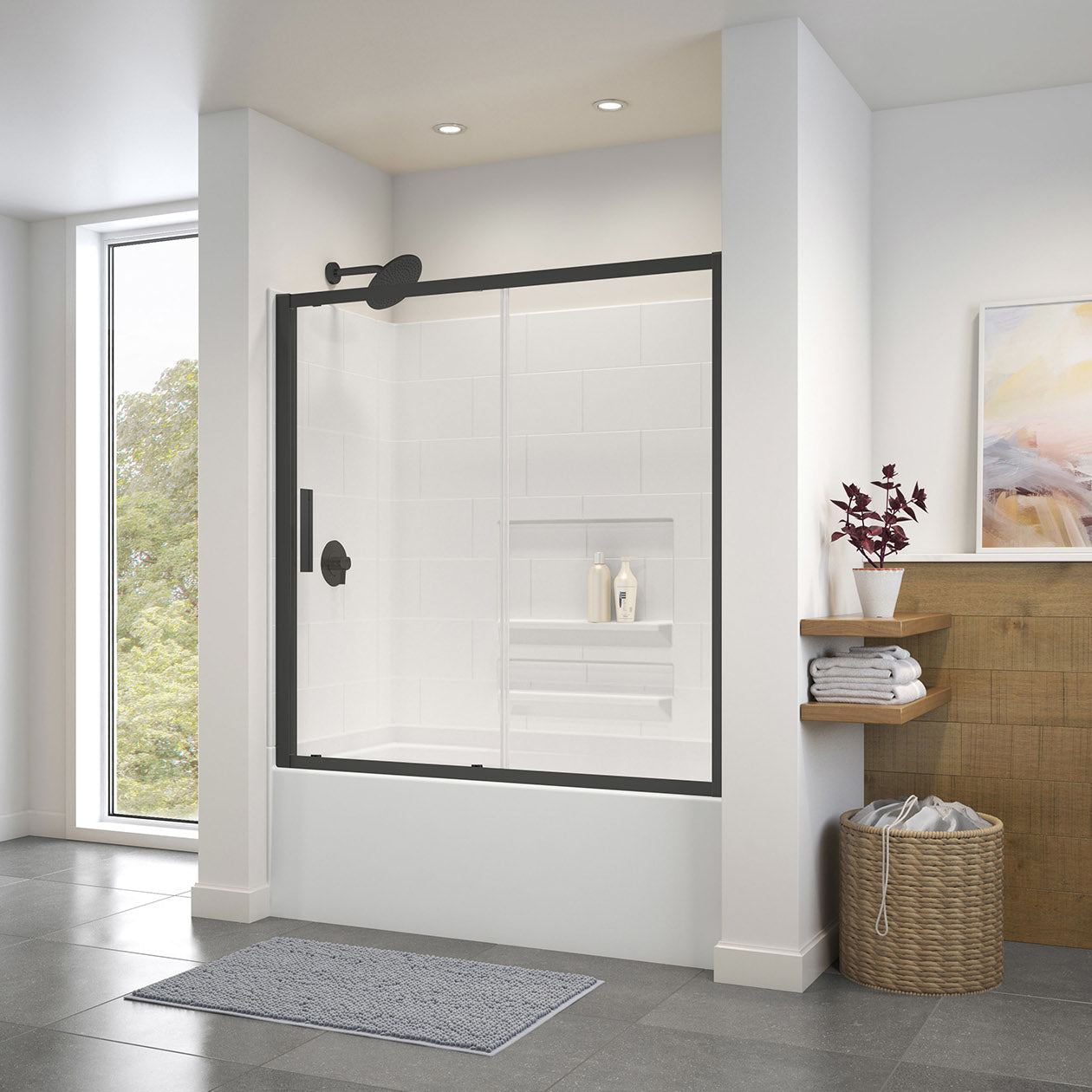 Connect 55 ½-57 x 57 in. 6mm Sliding Tub Door for Alcove Installation with Clear glass in Chrome
