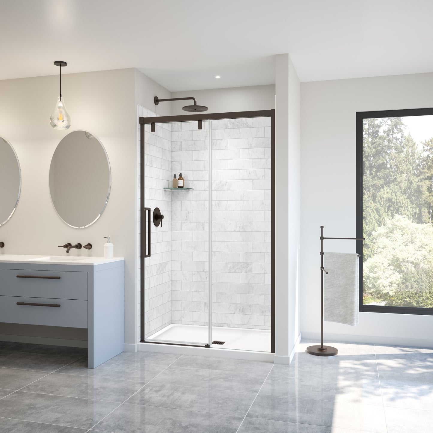 Uptown 44-47 x 76 in. 8 mm Sliding Shower Door for Alcove Installation with Clear glass in Chrome