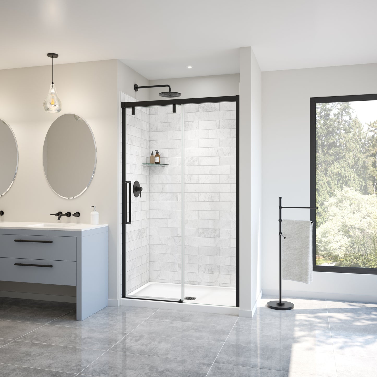 Uptown 44-47 x 76 in. 8 mm Sliding Shower Door for Alcove Installation with Clear glass in Chrome