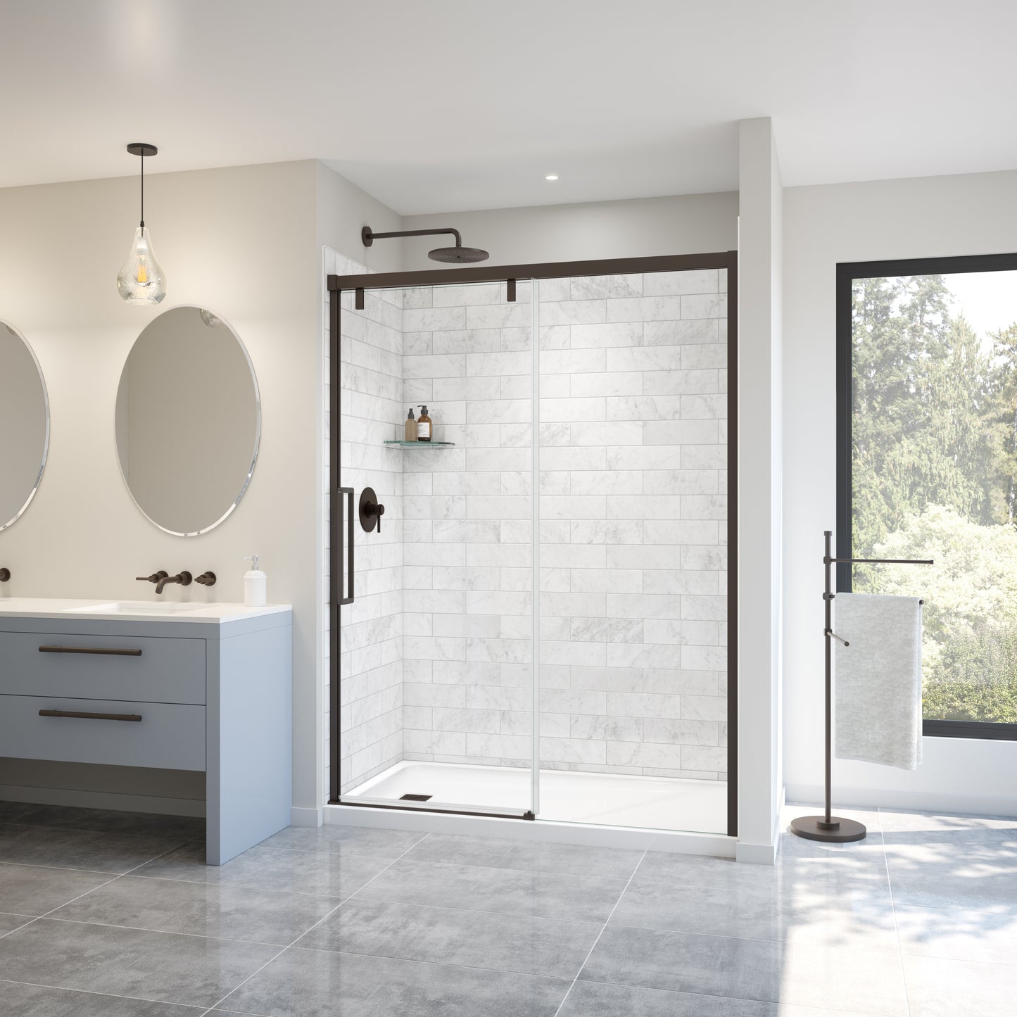 Uptown 56-59 x 76 in. 8 mm Sliding Shower Door for Alcove Installation with Clear glass in Chrome