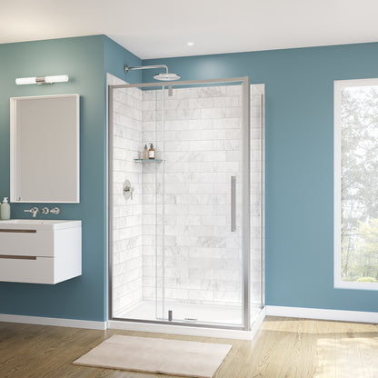 Uptown 45-47 x 76 in. 8 mm Pivot Shower Door for Alcove Installation with Clear glass in Chrome