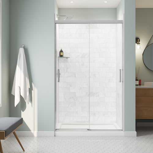 Incognito 76 44-47 x 76 in. 8mm Bypass Shower Door for Alcove Installation with Clear glass in Chrome