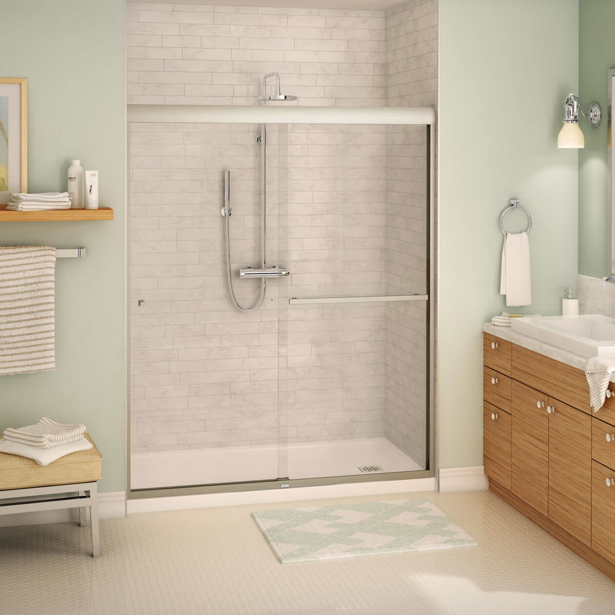Aura SC 55-59 in. x 71 in. 8 mm Bypass Shower Door for Alcove Installation with Clear glass in Chrome