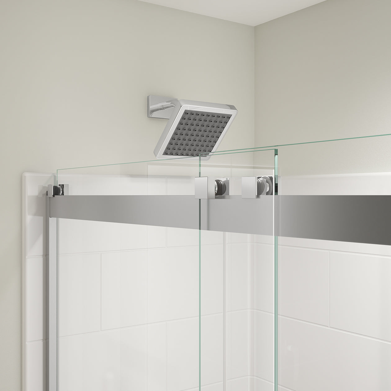 Revelation Square 44-47 x 70 ½-73 in. 6 mm Bypass Shower Door for Alcove Installation with Clear glass in Chrome