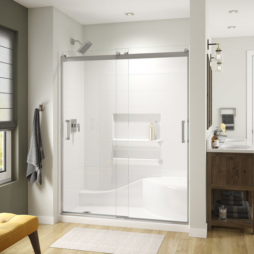 Revelation Square 56-59 x 70 ½-73 in. 6 mm Bypass Shower Door for Alcove Installation with Clear glass in Chrome