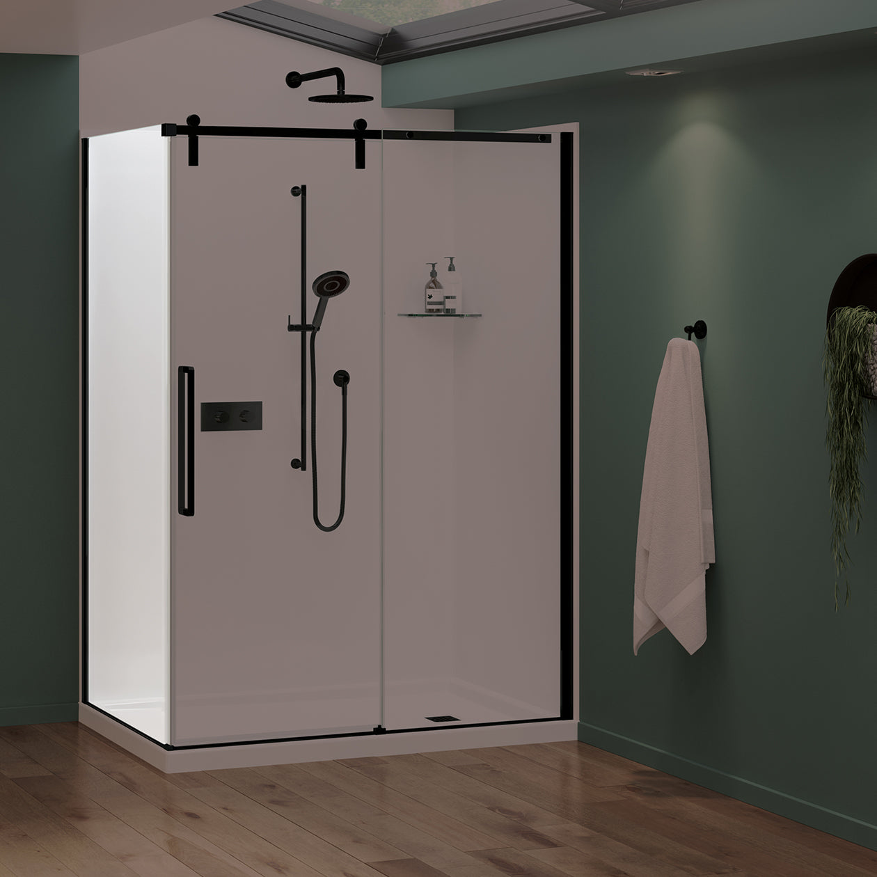 Nebula Return Panel for 36 in. Base with Clear glass in Chrome