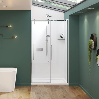 Nebula 44 ½-46 ½ x 78 ¾ in. 8mm Sliding Shower Door for Alcove Installation with Clear glass in Chrome
