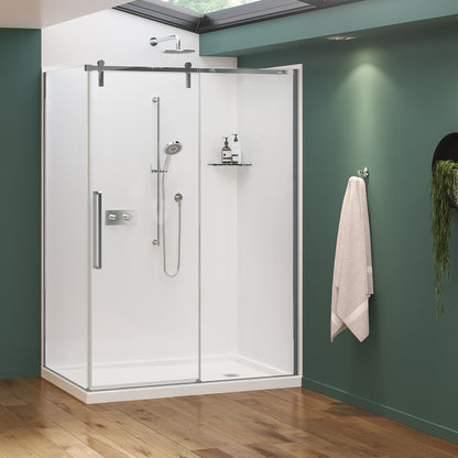 Nebula 56 ½-58 ½ x 78 ¾ in. 8mm Sliding Shower Door for Alcove Installation with Clear glass in Chrome