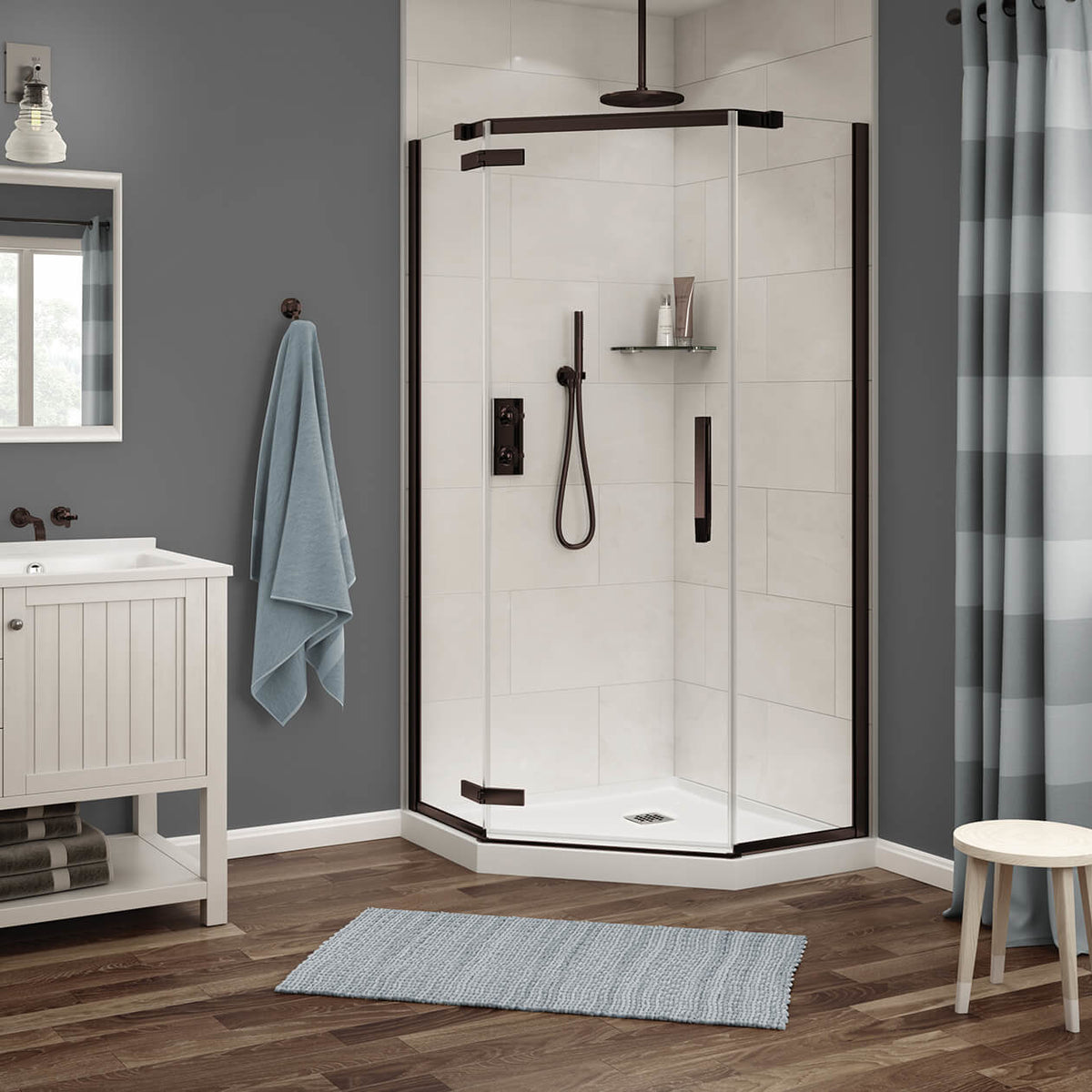 Maax Link Neo-angle In 8 mm For Corner Installation With Clear Glass In 38 x 38 x 75-Inch Pivot Shower Door
