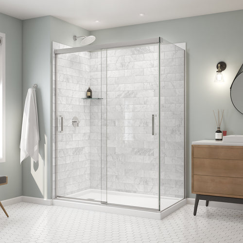Incognito 76 Return Panel for 36 in. Base with Clear glass in Chrome