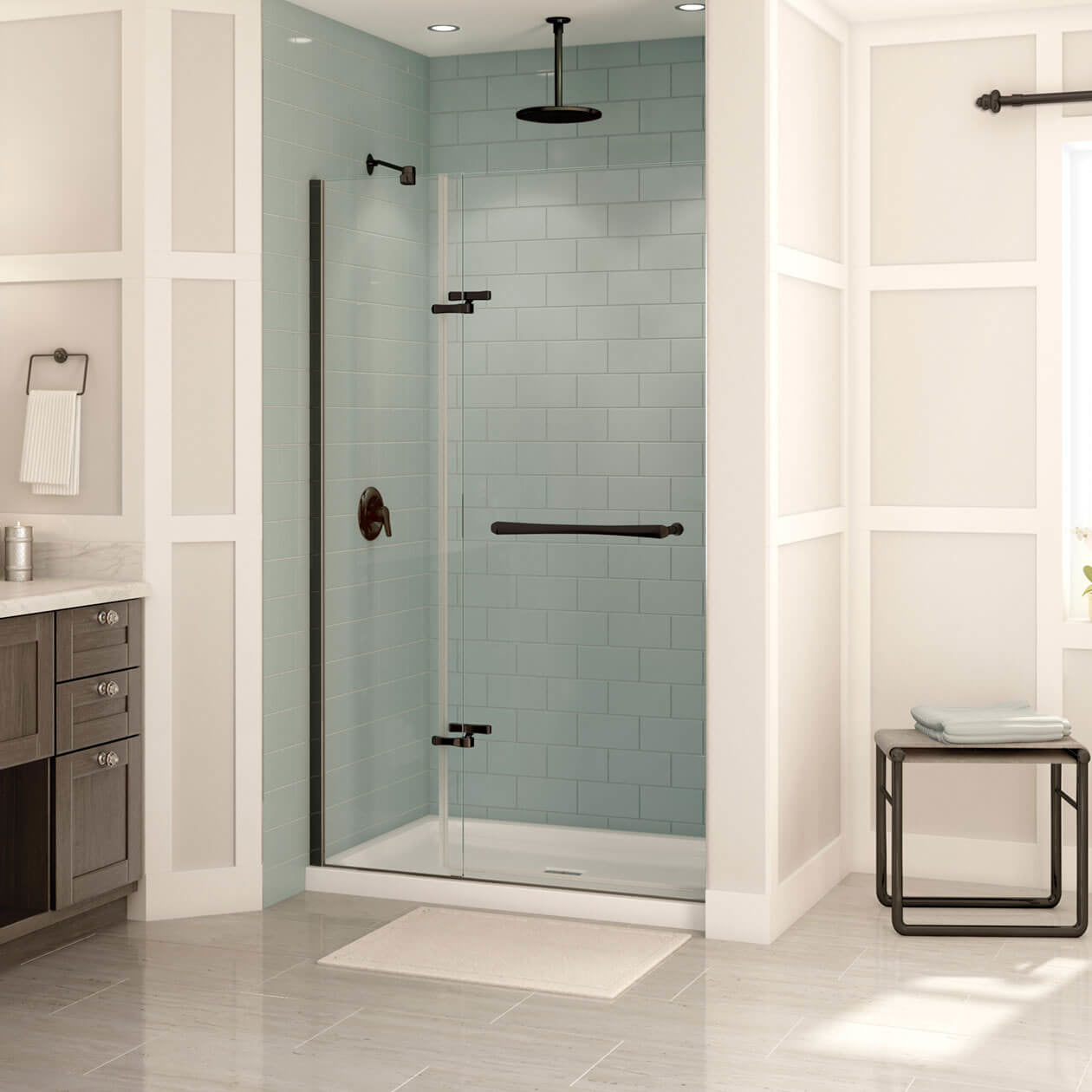 Reveal 71 44-47 x 71 ½ in. 8mm Pivot Shower Door for Alcove Installation with Clear glass in Chrome
