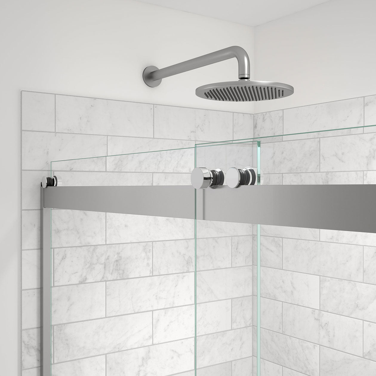 Revelation Round 56-59 x 56 ¾-59 ¼ in. 8mm Bypass Tub Door for Alcove Installation with Clear glass in Chrome