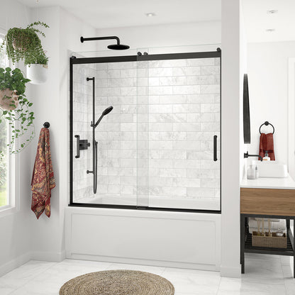 Revelation Round 56-59 x 56 ¾-59 ¼ in. 8mm Bypass Tub Door for Alcove Installation with Clear glass in Chrome