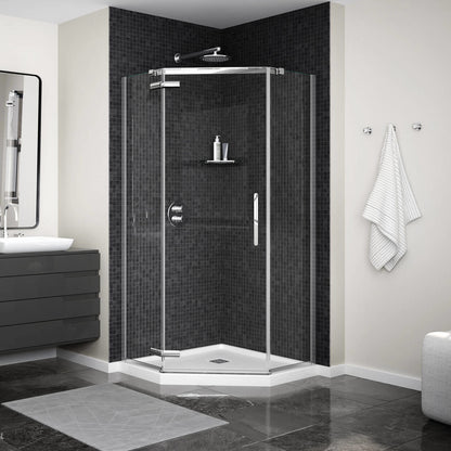 Link Curve Neo-angle 40 x 40 x 75 in. 8mm Pivot Shower Door for Corner Installation with Clear glass in Chrome