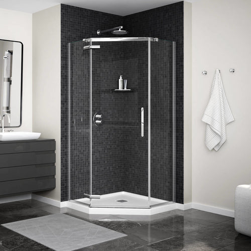 Link Curve Neo-angle 40 x 40 x 75 in. 8mm Pivot Shower Door for Corner Installation with Clear glass in Chrome