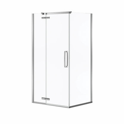 Hana Rectangular 42 x 34 x 75 in. 8mm Pivot Shower Door for Corner Installation with Clear glass in Chrome