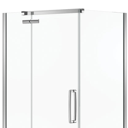 Hana Rectangular 42 x 34 x 75 in. 8mm Pivot Shower Door for Corner Installation with Clear glass in Chrome