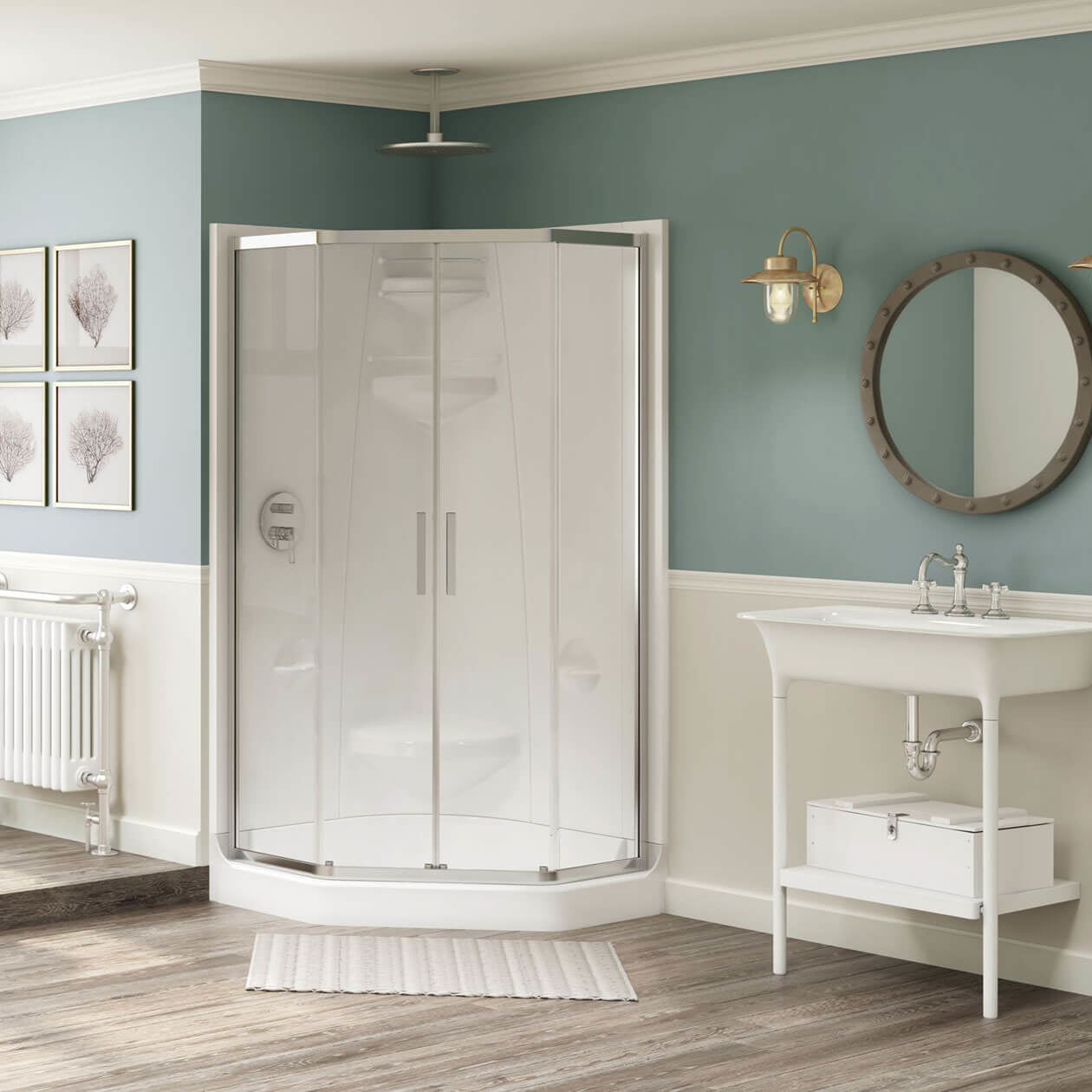 Radia Neo-angle 36 x 36 x 71 ½ in. 6 mm Sliding Shower Door for Corner Installation with Clear glass in Chrome