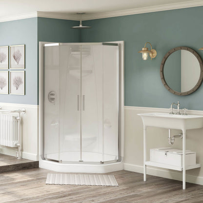 Radia Neo-angle 36 x 36 x 71 ½ in. 6 mm Sliding Shower Door for Corner Installation with Clear glass in Chrome
