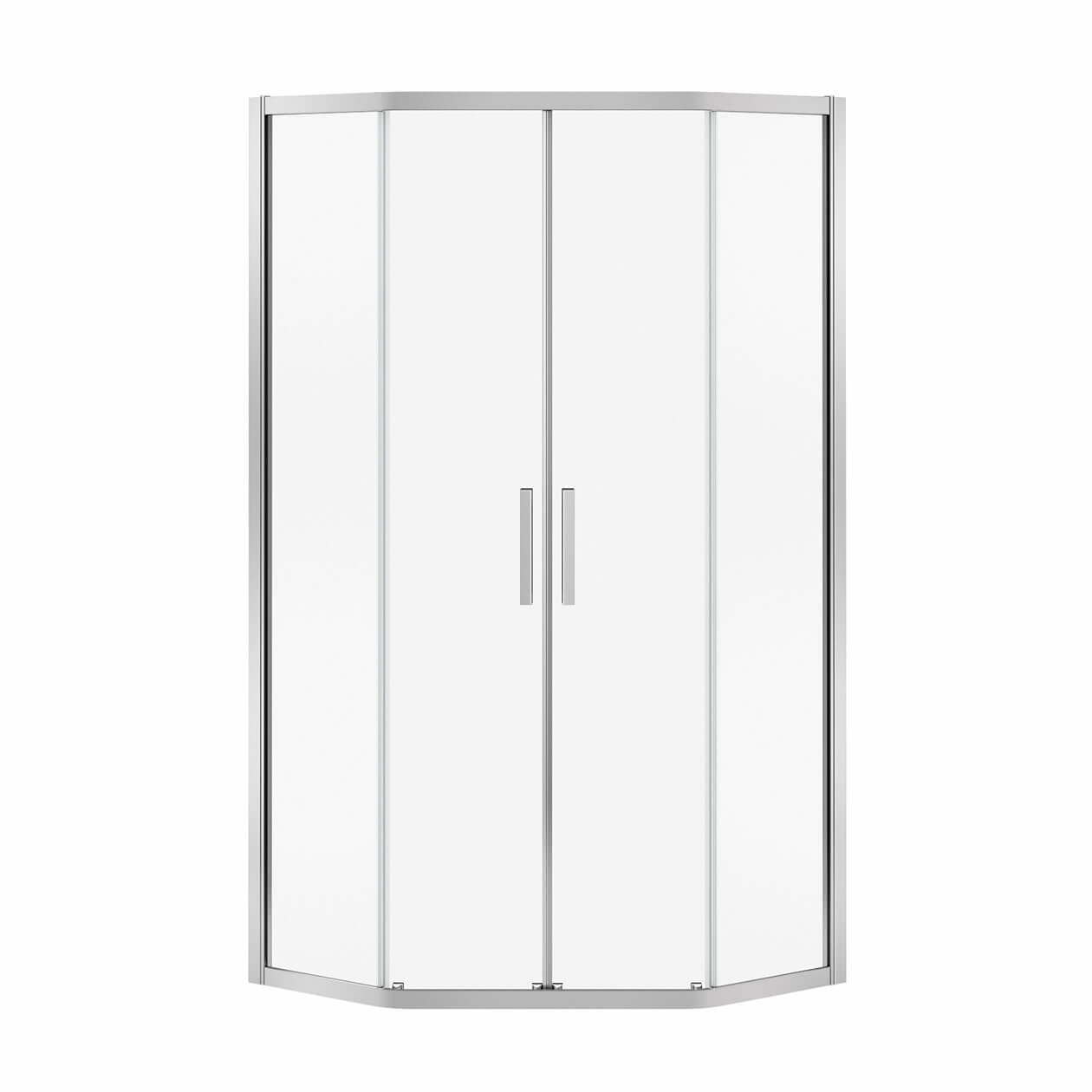 Radia Neo-angle 36 x 36 x 71 ½ in. 6 mm Sliding Shower Door for Corner Installation with Clear glass in Chrome