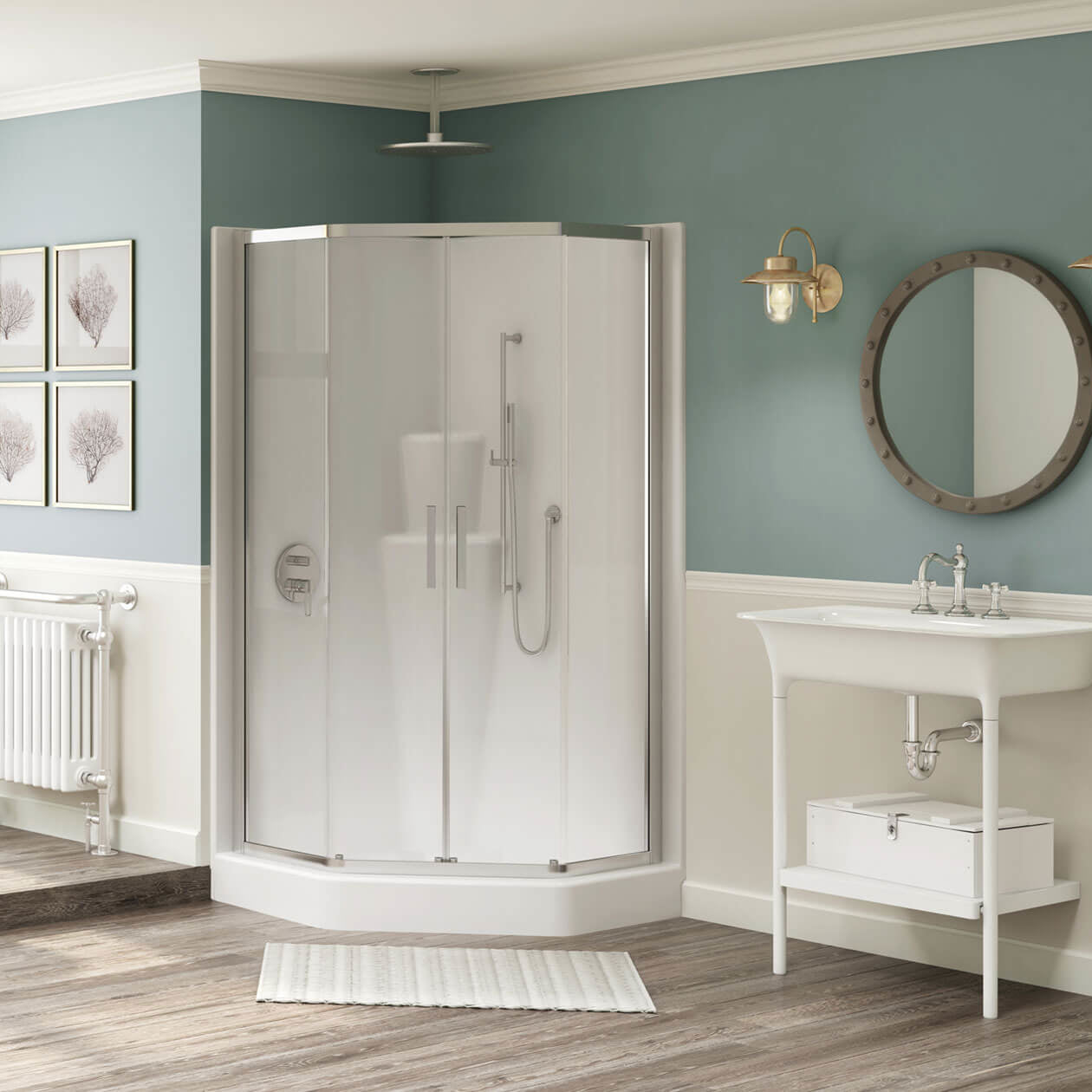 Radia Neo-angle 36 x 36 x 71 ½ in. 6 mm Sliding Shower Door for Corner Installation with Clear glass in Chrome