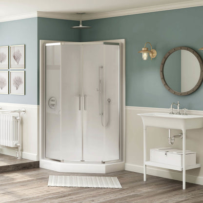 Radia Neo-angle 36 x 36 x 71 ½ in. 6 mm Sliding Shower Door for Corner Installation with Clear glass in Chrome