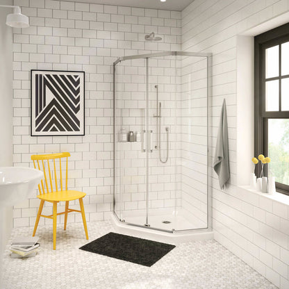 Radia Neo-angle 36 x 36 x 71 ½ in. 6 mm Sliding Shower Door for Corner Installation with Clear glass in Chrome
