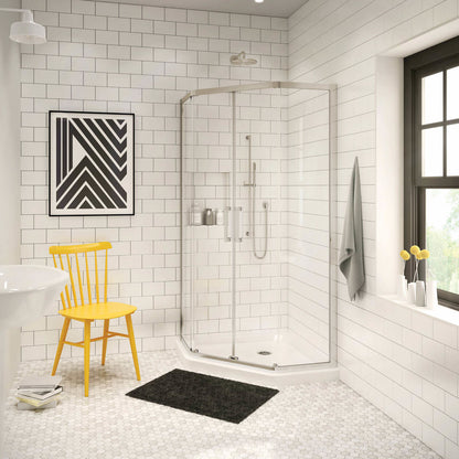 Radia Neo-angle 36 x 36 x 71 ½ in. 6 mm Sliding Shower Door for Corner Installation with Clear glass in Chrome