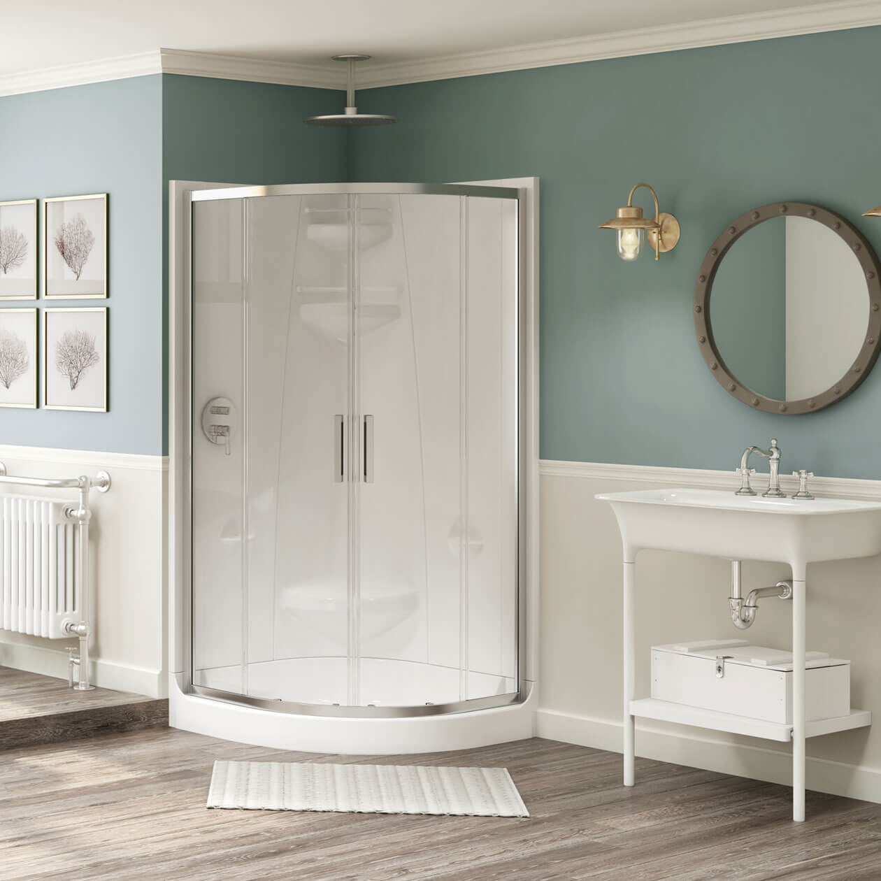 Radia Neo-round 32 x 32 x 71 ½ in. 6 mm Sliding Shower Door for Corner Installation with Clear glass in Chrome