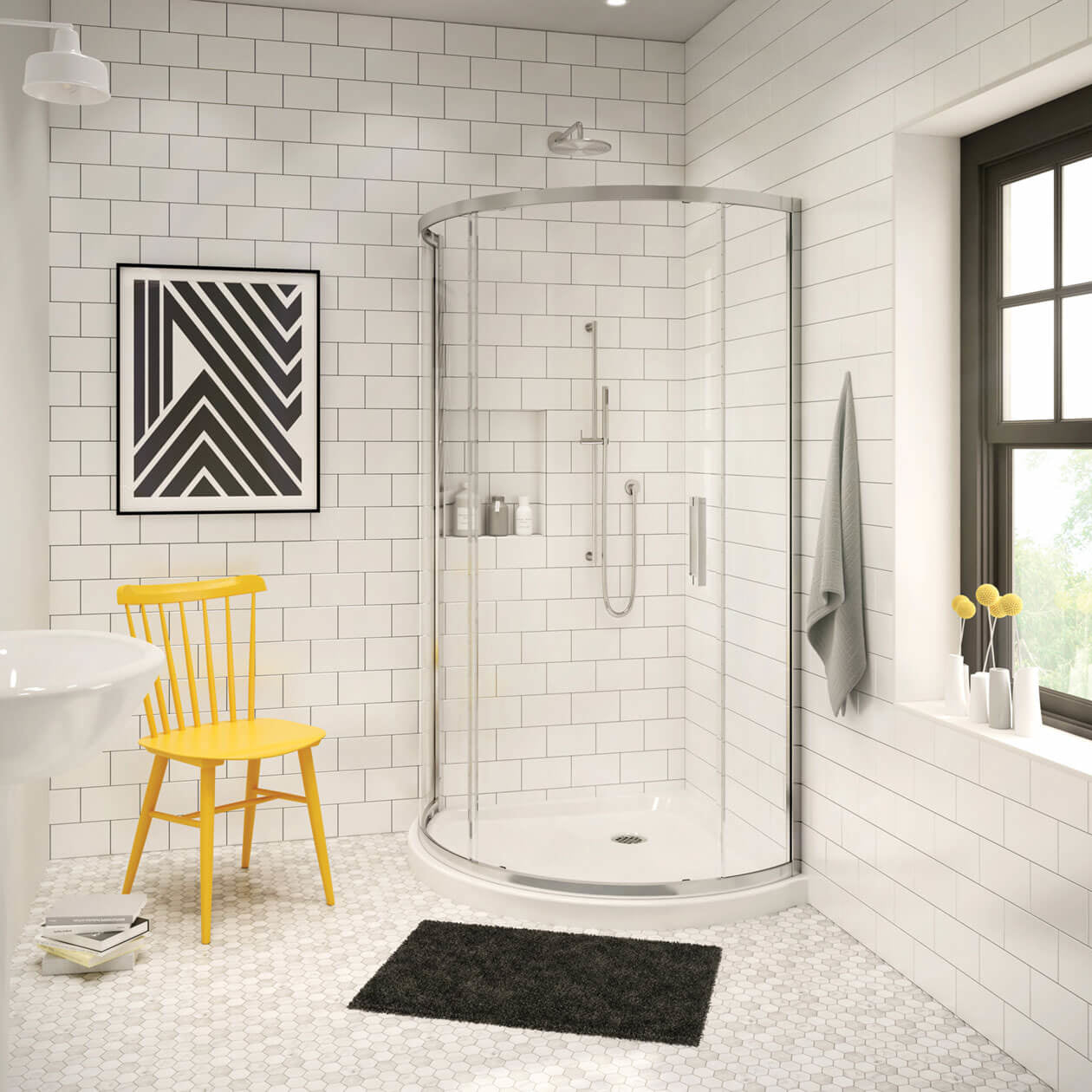 Radia Round 36 x 36 x 71 ½ in. 6 mm Sliding Shower Door for Corner Installation with Clear glass in Chrome