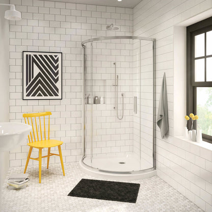 Radia Round 36 x 36 x 71 ½ in. 6 mm Sliding Shower Door for Corner Installation with Clear glass in Chrome