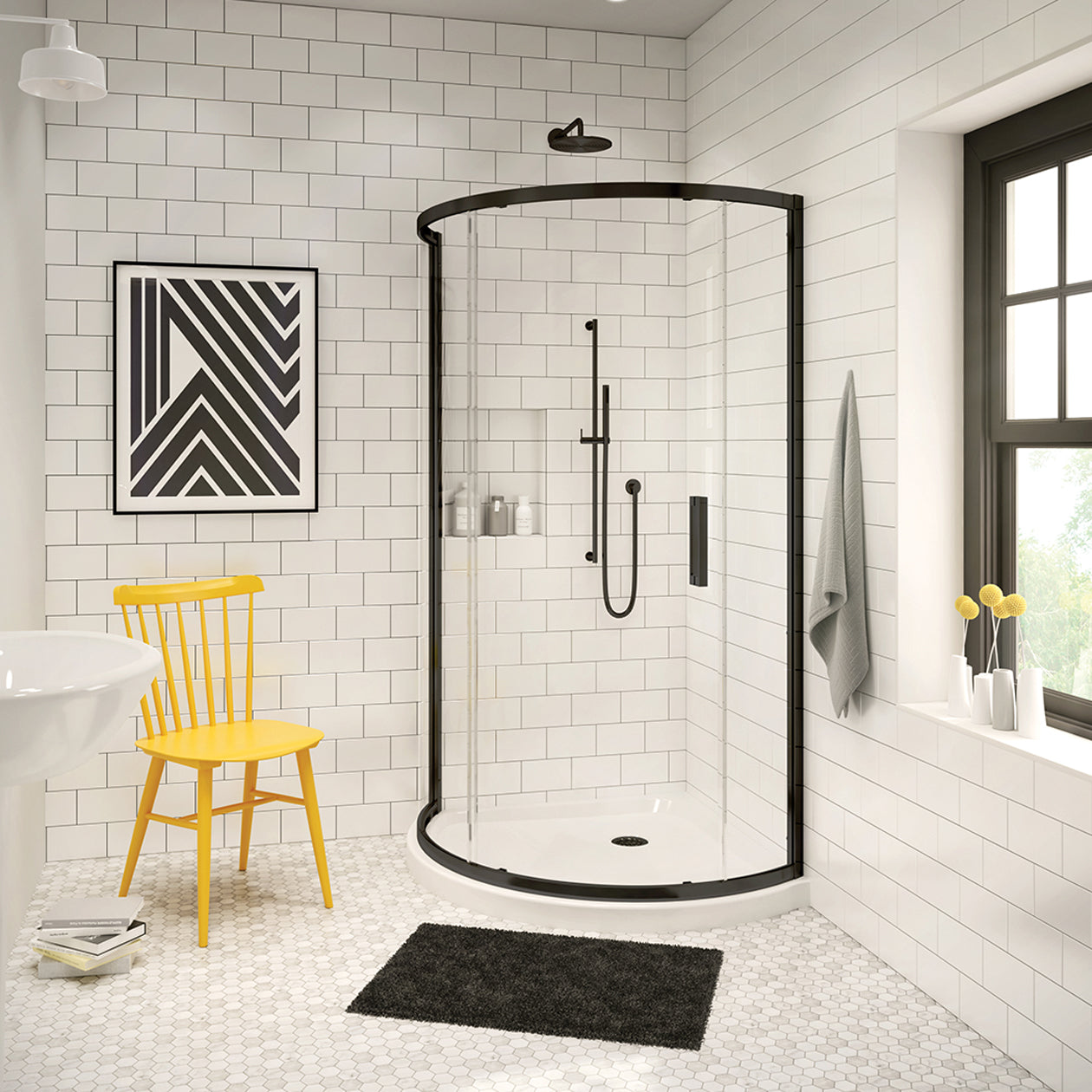 Radia Round 36 x 36 x 71 ½ in. 6 mm Sliding Shower Door for Corner Installation with Clear glass in Chrome