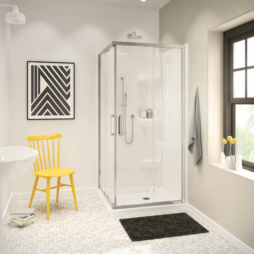 Radia Square 36 x 36 x 71 ½ in. 6 mm Sliding Shower Door for Corner Installation with Clear glass in Chrome