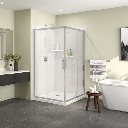 Radia Square 42 x 42 x 71 ½ in. 6 mm Sliding Shower Door for Corner Installation with Clear Glass in Chrome