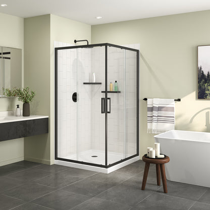 Radia Square 42 x 42 x 71 ½ in. 6 mm Sliding Shower Door for Corner Installation with Clear Glass in Chrome
