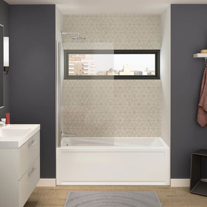 Axial 30 x 55 ½ in. 6 mm Tub Screen for Alcove Installation with Clear glass in Chrome