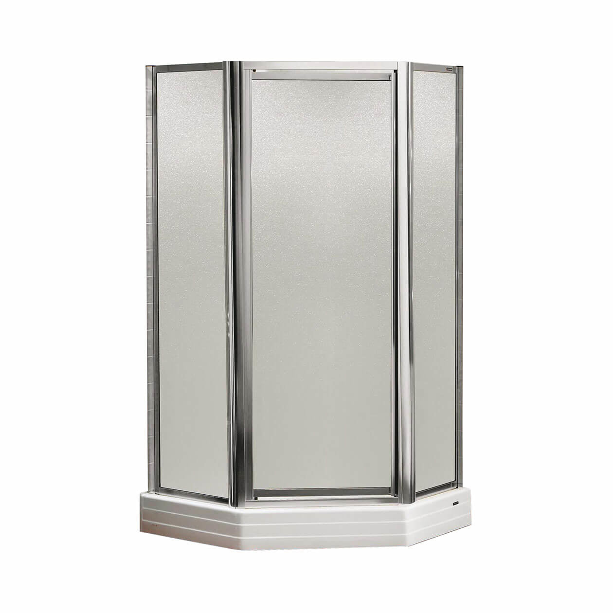 Silhouette Plus Neo-angle 38 x 38-40 x 40 x 70 in. Pivot Shower Door for Corner Installation with Hammer glass in Chrome