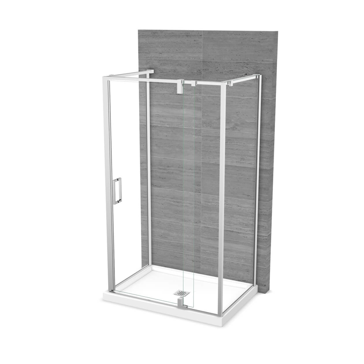 ModulR 48 x 34 x 78 in. 8mm Pivot Shower Door for Wall-mount Installation with Clear glass in Chrome