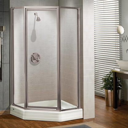 Silhouette Neo-angle 36 x 36 x 70 in. Pivot Shower Door for Corner Installation with Clear glass in Chrome