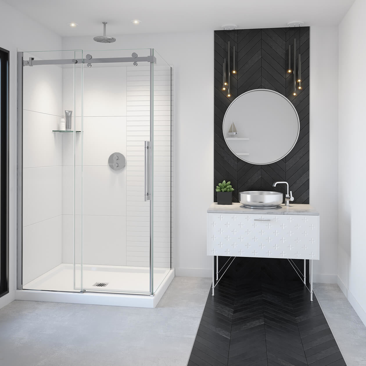 Vela 44 ½-47 x 78 ¾ in. 8mm Sliding Shower Door for Alcove Installation with Clear glass in Chrome