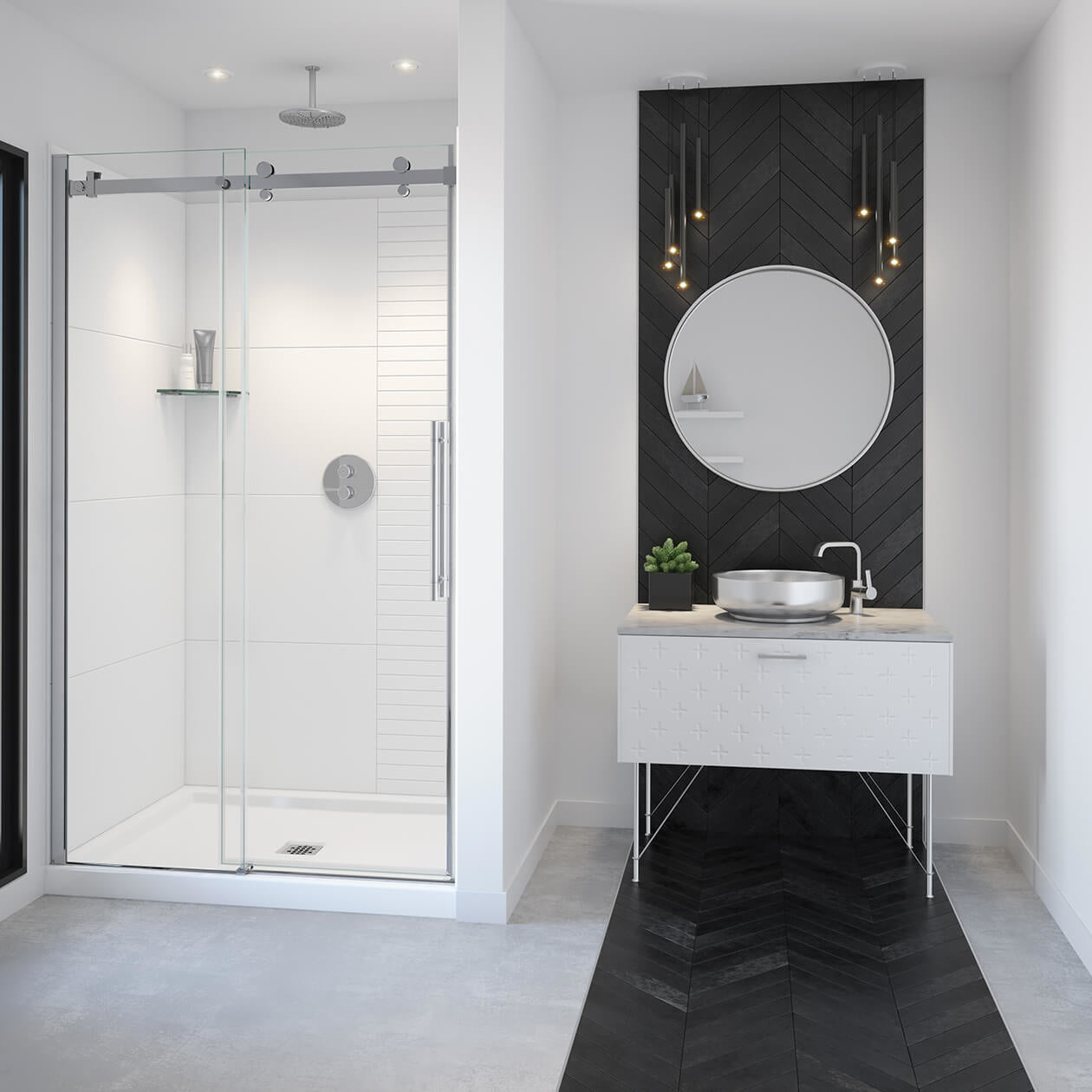 Vela 44 ½-47 x 78 ¾ in. 8mm Sliding Shower Door for Alcove Installation with Clear glass in Chrome