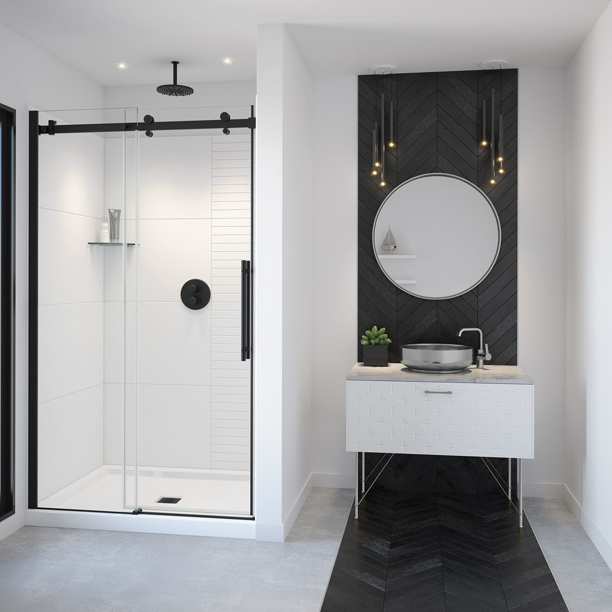 Vela 44 ½-47 x 78 ¾ in. 8mm Sliding Shower Door for Alcove Installation with Clear glass in Chrome