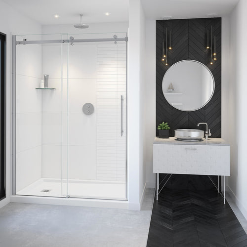 Vela 56 ½-59 x 78 ¾ in. 8mm Sliding Shower Door for Alcove Installation with Clear glass in Chrome