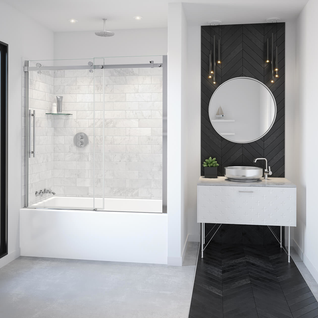 Vela 56 ½-59 x 59 in. 8 mm Sliding Tub Door for Alcove Installation with Clear glass in Chrome